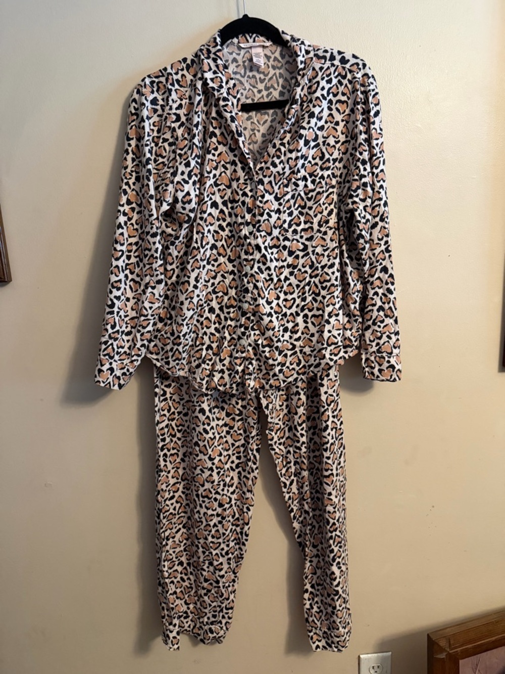 Victoria's Secret Leopard-Print Button Front Top - Beige, Black & Cream